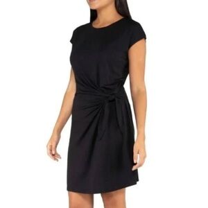 Nicole Miller NWT Womens Black Knot Casual Short Cap Sleeve Dress Sz Small